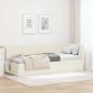 Preview: ARDEBO.de - Eckbettgestell mit Kopfteil Creme 80 cm x 200 cm Samt