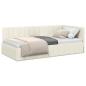 Preview: Eckbettgestell mit Kopfteil Creme 100 cm x 200 cm Samt