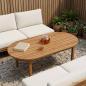Preview: ARDEBO.de - Tischplatte 100 x 50 x 3,5 cm Oval Massives Teakholz Natur