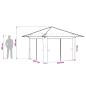 Preview: Gazebo mit 4 Seitenwänden 3,3 x 3,3 m Creme und Anthrazit