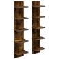 Preview: Wandregal 2 Stk. Raucheiche 22 x 15 x 100 cm Holzwerkstoff