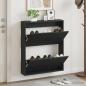 Preview: ARDEBO.de - Wandmontierter Schuhschrank ALKMAAR 71 x 17 x 86 cm Schwarz