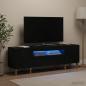 Preview: ARDEBO.de - LED-TV-Schrank ALKMAAR 153 x 35 x 43 cm Schwarz Holzwerkstoff