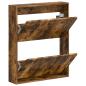 Preview: Wandmontierter Schuhschrank ZWOLLE 71 x 17 x 86 cm Räuchereiche