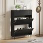Preview: ARDEBO.de - Schuhschrank ZWOLLE 78 x 24 x 103 cm Holzwerkstoff Schwarz