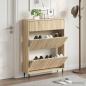 Preview: ARDEBO.de - Schuhschrank ZWOLLE 78 x 24 x 103 cm Holzwerkstoff Sonoma-Eiche