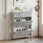 Preview: ARDEBO.de - Schuhschrank ZWOLLE 78 x 24 x 103 cm Holzwerkstoff Sonoma-Grau