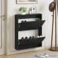 Preview: ARDEBO.de - Wandmontierter Schuhschrank HAARLEM 71 x 17 x 86 cm Schwarz