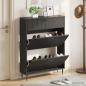 Preview: ARDEBO.de - Schuhschrank HAARLEM 78 x 24 x 103 cm Holzwerkstoff Schwarz