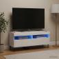 Preview: ARDEBO.de - LED-TV-Schrank HAARLEM 100 x 35 x 43 cm Hochglanz Weiß