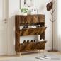 Preview: ARDEBO.de - Schuhschrank DELFT 78 x 24 x 103 cm Holzwerkstoff Raucheiche