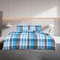 Preview: Bettwäsche-Set Blau und Grau 155x220 cm Baumwolle