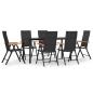 Preview: 7-tlg. Garten-Essgruppe Schwarz und Braun Poly Rattan
