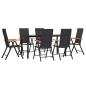 Preview: 7-tlg. Garten-Essgruppe Schwarz und Braun Poly Rattan