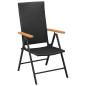 Preview: 7-tlg. Garten-Essgruppe Schwarz und Braun Poly Rattan