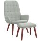 Preview: Relaxsessel mit Hocker Hellgrau Samt