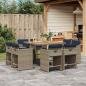 Preview: ARDEBO.de - 9-teiliges Garten-Ess-Set mit Kissen, grau, Polyrattan