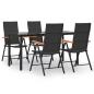 Preview: 5-tlg. Garten-Essgruppe Schwarz und Braun Poly Rattan
