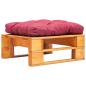 Preview: ARDEBO.de - Garten-Palettenhocker mit Rotem Kissen Holz Honigbraun