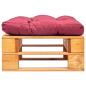 Preview: Garten-Palettenhocker mit Rotem Kissen Holz Honigbraun