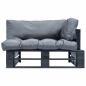 Preview: Outdoor-Sofa Paletten mit Kissen in Grau Kiefernholz