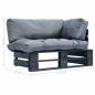 Preview: Outdoor-Sofa Paletten mit Kissen in Grau Kiefernholz