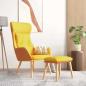 Preview: ARDEBO.de - Relaxsessel mit Hocker Senfgelb Kunstleder & Stoff