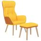 Preview: Relaxsessel mit Hocker Senfgelb Kunstleder & Stoff