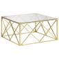 Preview: Couchtisch Golden Edelstahl und Hartglas