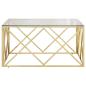 Preview: Couchtisch Golden Edelstahl und Hartglas