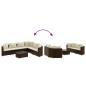 Preview: 7-tlg. Garten-Sofagarnitur mit Kissen Braun Poly Rattan