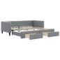 Preview: Tagesbett Ausziehbar mit Schubladen Hellgrau 100x190 cm Stoff
