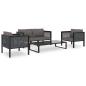 Preview: ARDEBO.de - 5-tlg. Garten-Lounge-Set mit Auflagen Poly Rattan Anthrazit