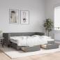 Preview: ARDEBO.de - Tagesbett Ausziehbar mit Schubladen Dunkelgrau 100x190 cm Stoff