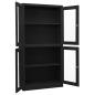 Preview: Büroschrank Anthrazit 90x40x180 cm Stahl und Hartglas