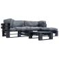 Preview: ARDEBO.de - 4-tlg. Garten-Lounge-Set aus Paletten mit Grauen Kissen Holz