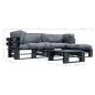 Preview: 4-tlg. Garten-Lounge-Set aus Paletten mit Grauen Kissen Holz