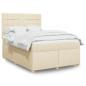 Preview: ARDEBO.de - Boxspringbett mit Matratze Creme 140x190 cm Stoff