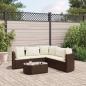 Preview: ARDEBO.de - 6-tlg. Garten-Sofagarnitur mit Kissen Braun Poly Rattan