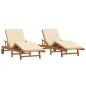 Preview: Sonnenliege 2 stk. Massivholz Akazie Beige