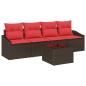 Preview: Sofa Set 5 stk. 3-Sitzanzahl Braun und Rot Poly Rattan