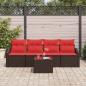 Preview: Sofa Set 5 stk. 3-Sitzanzahl Braun und Rot Poly Rattan