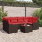 Preview: ARDEBO.de - Sofa Set 7 stk. 3-Sitzanzahl Braun und Rot Poly Rattan