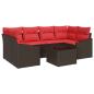 Preview: Sofa Set 7 stk. 3-Sitzanzahl Braun und Rot Poly Rattan