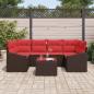Preview: Sofa Set 7 stk. 3-Sitzanzahl Braun und Rot Poly Rattan