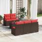 Preview: ARDEBO.de - Gartensofa-set 6 stk. 5-Sitzer Beige und Rot Poly-Rattan