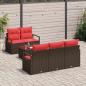 Preview: Gartensofa-set 6 stk. 5-Sitzer Beige und Rot Poly-Rattan
