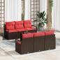 Preview: ARDEBO.de - Gartensofa-set 7 stk. 6-Sitzer Beige und Rot Poly-Rattan