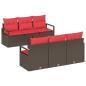 Preview: Gartensofa-set 7 stk. 6-Sitzer Beige und Rot Poly-Rattan