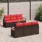 Preview: Gartensofa-set 7 stk. 6-Sitzer Beige und Rot Poly-Rattan